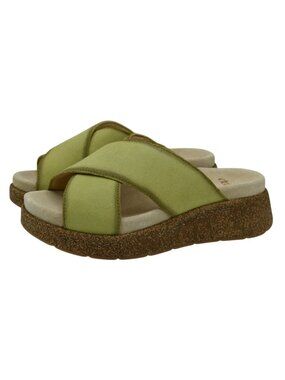 Dansko Womens US 8.5-9 EU 39 Bridget Burnished Suede Lime Slides Sandals Shoes